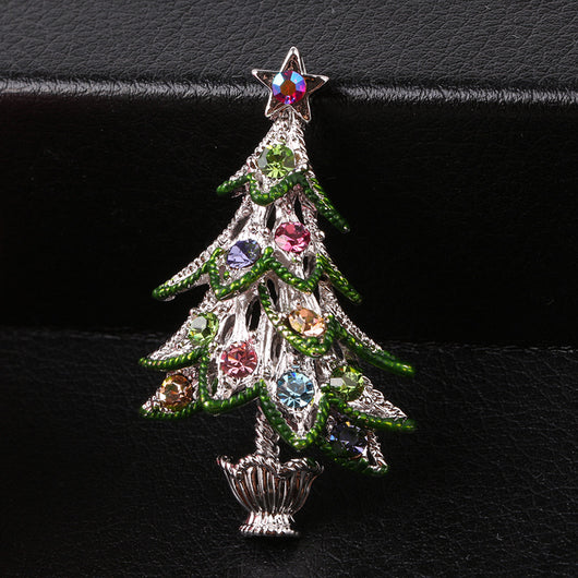 Broche Navideño Árbol Retro con Diamantes - Image 7