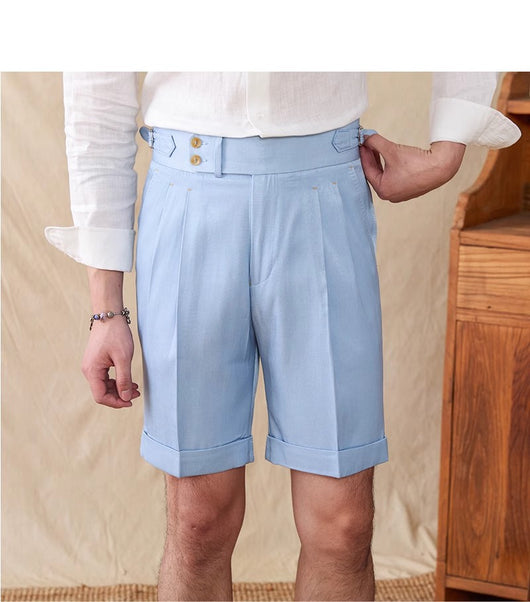 Pantalones Cortos Casuales Napoli de Doble Pliegue para Hombre - Estilo Británico - Image 11
