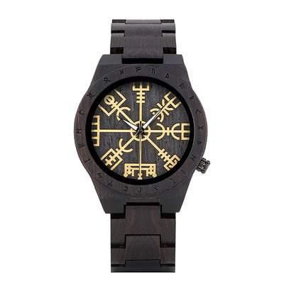 Reloj de Madera para Hombre con Símbolo de Brújula Náutica