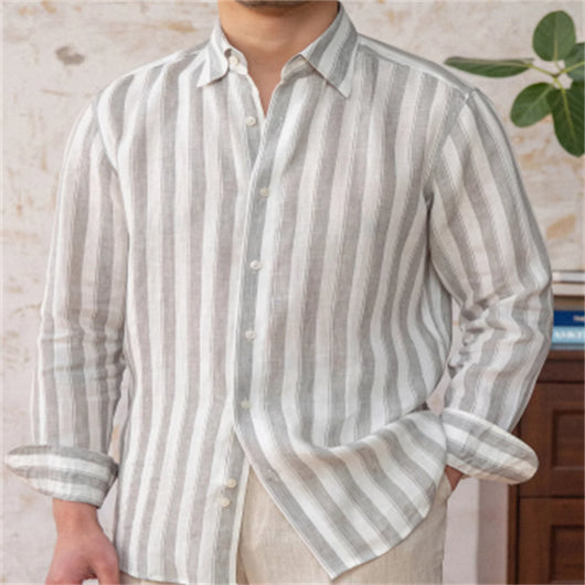 Camisa de Lino a Rayas Anchas Estilo Italiano Versátil - Image 3
