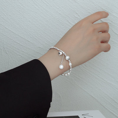 Pulsera de Plata S925 con Perla y Corazón - Elegancia y Temperamento - Image 2