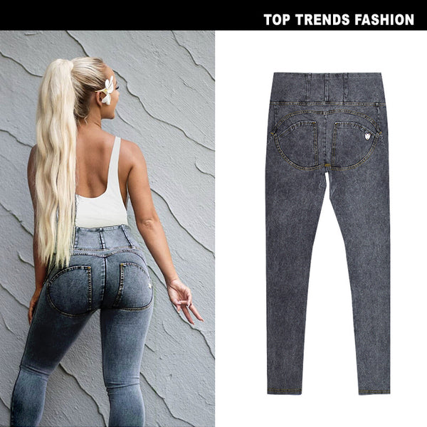 Pantalones Yoga Cintura Alta Stretch Efecto Denim para Mujer