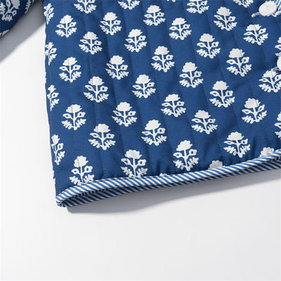 Abrigo Reversible de Algodón con Cuello Mao Estampado para Mujer - Image 16
