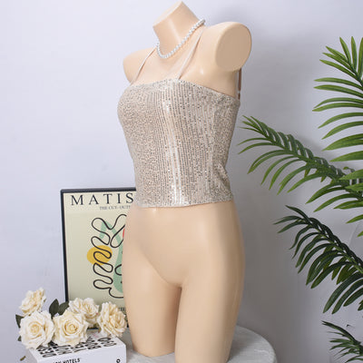 Vestido Lentejuelas Espalda Descubierta con Tirantes Ajustables - Image 16