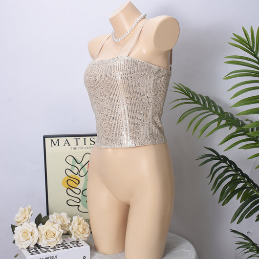 Vestido Lentejuelas Espalda Descubierta con Tirantes Ajustables - Image 16