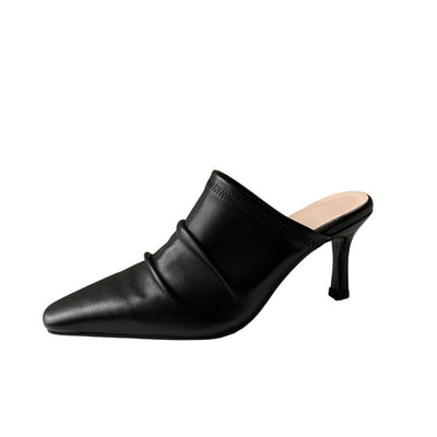 Zapatos de Cuero Vacuno con Punta Cerrada y Tacón Fino Plisado - Image 17