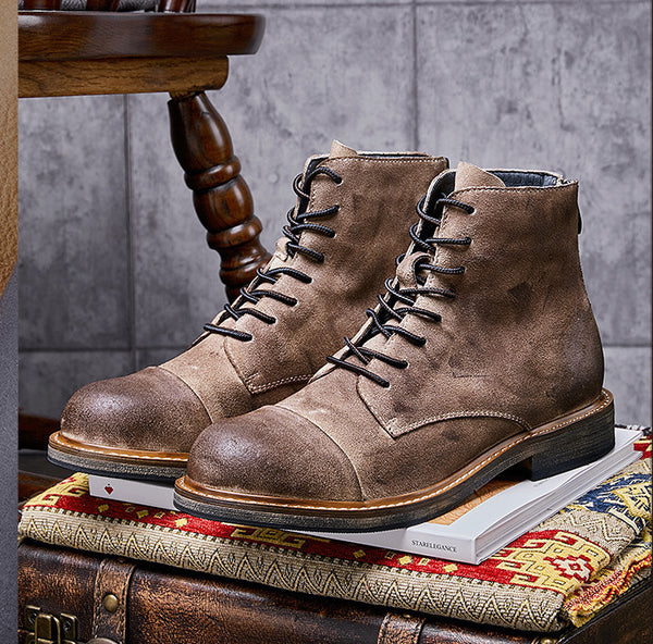 Botas Casuales Grises de Caña Media para Hombre - Diseño Moderno en PU