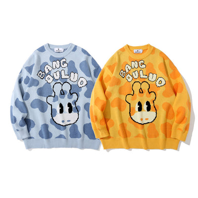 Suéter Holgado para Hombre con Cuello Redondo y Estampado Jirafa - Image 13