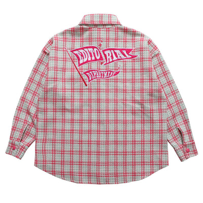 Camisa de Cuadros Hombre con Bordado de Letras - Manga Larga Suelta Estilo Urbano Otoño - Image 8