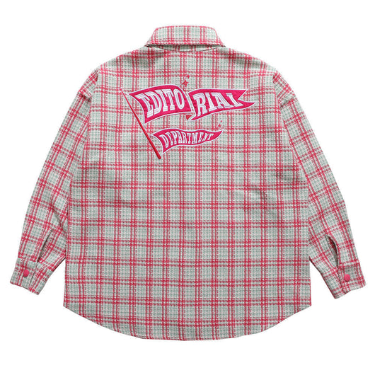 Camisa de Cuadros Hombre con Bordado de Letras - Manga Larga Suelta Estilo Urbano Otoño - Image 8