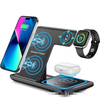 Cargador Inalámbrico Múltiple 4 en 1 - Compatible con Smartphone, Reloj y Auriculares - Image 4