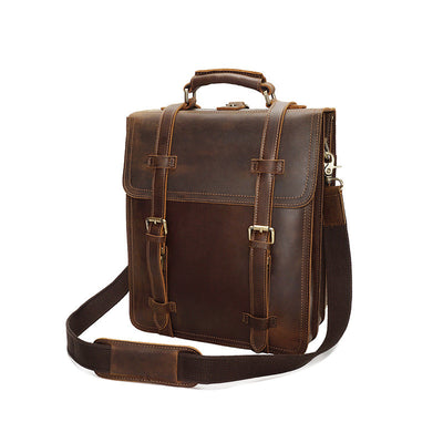 Mochila de Cuero Vintage Crazy Horse para Hombre - Image 8