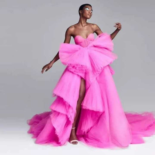 Vestido de Noche Elegante con Malla 3D y Abertura Alta