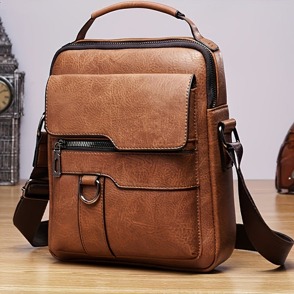 Bolsa Mensajera de Cuero PU para Hombre con Monedero Integrado
