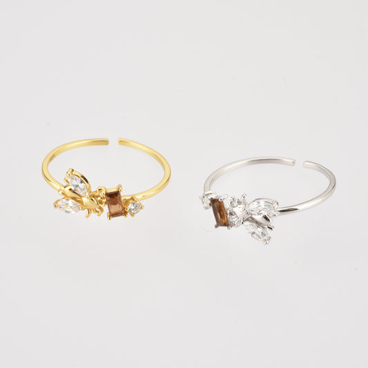 Anillo Ajustable de Plata Esterlina con Diseño de Colmena de Abeja