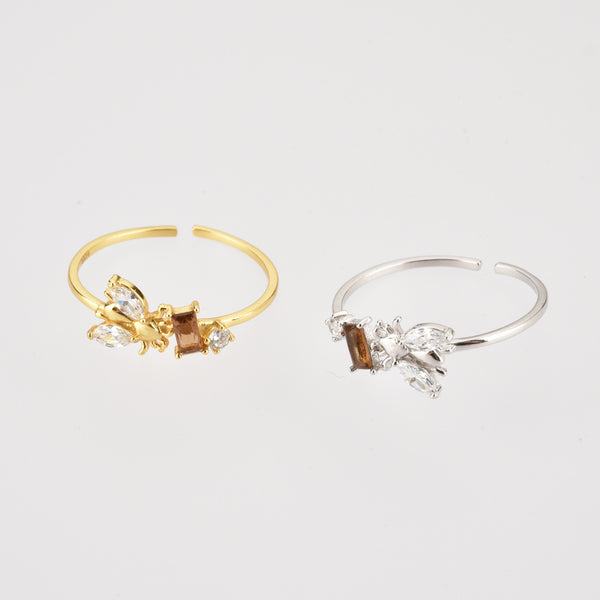 Anillo Ajustable de Plata Esterlina con Diseño de Colmena de Abeja