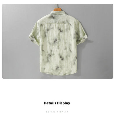 Camisa de Lino Estampada Manga Corta Fresca para Verano - Image 18