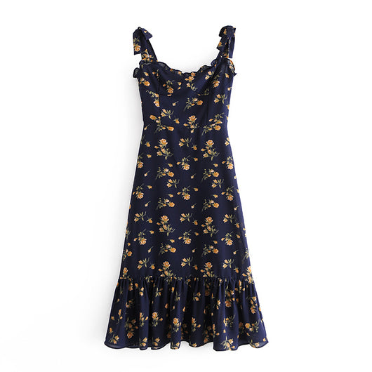 Vestido Slim Floral Pastoral Retro con Tirantes Franceses - Image 12