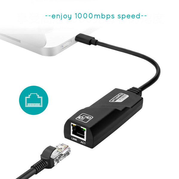Adaptador USB-C a Ethernet Gigabit RJ45 con Puerto USB 3.1