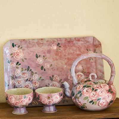 Florero de Porcelana China Pintado a Mano con Rosas - Image 13