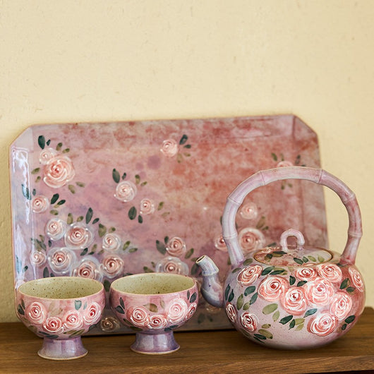 Florero de Porcelana China Pintado a Mano con Rosas - Image 13