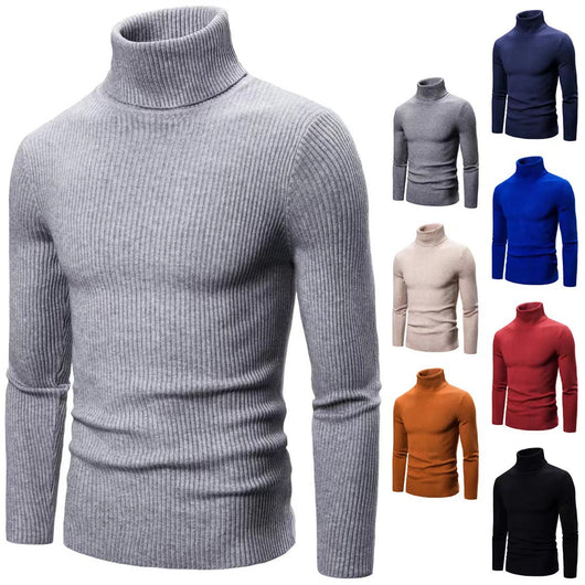 Suéter Cuello Alto Slim Fit en Colores Sólidos para Hombre - Image 2