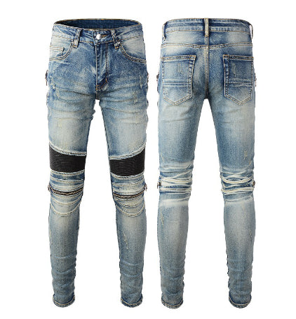 Jeans Slim Fit Elásticos con Parches de Cuero para Hombre - Image 6