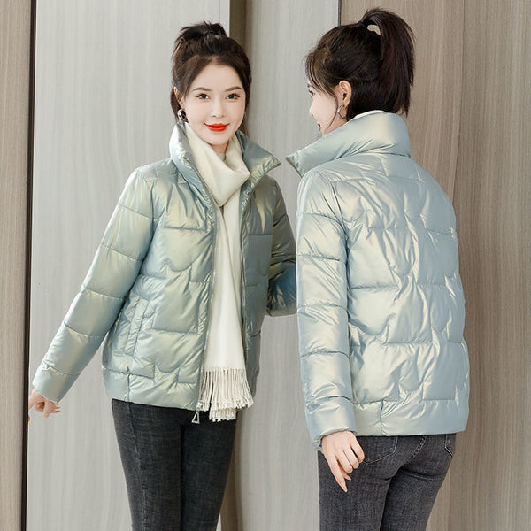 Chaqueta Acolchada para Mujer con Cuello Alto y Relleno de Plumón