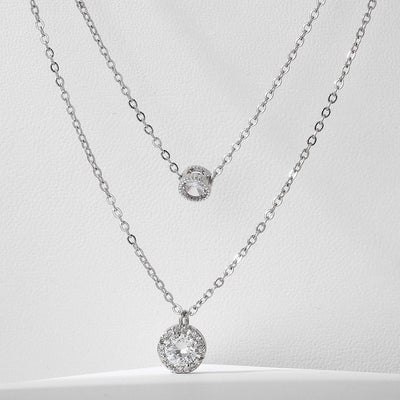Collar Colgante de Circón Brillante Tridimensional, Cadena de Dos Capas para Mujer - Image 11