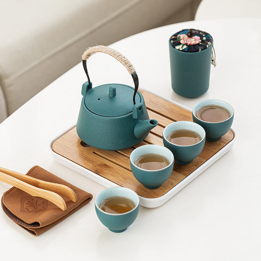 Juego de Té Portátil de Cerámica con Tetera y 4 Tazas para Viajes - Image 3
