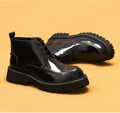Botas Martin de Cuero Charol Plataforma con Cierre - Estilo Británico Elegante - Image 18