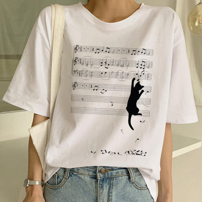 Playera Pareja a Juego con Estampado Divertido de Gatos - Unisex Manga Corta Tendencia - Image 12