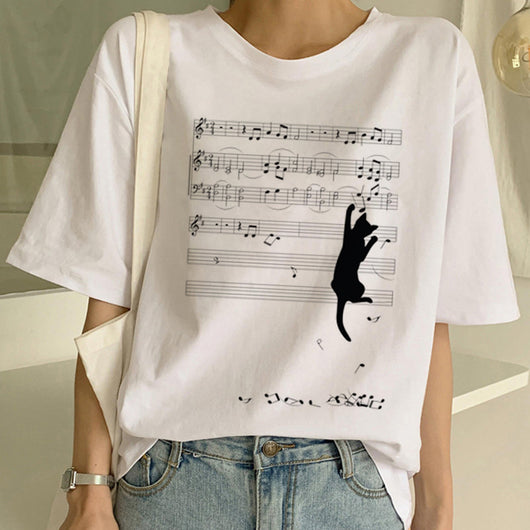 Playera Pareja a Juego con Estampado Divertido de Gatos - Unisex Manga Corta Tendencia - Image 12