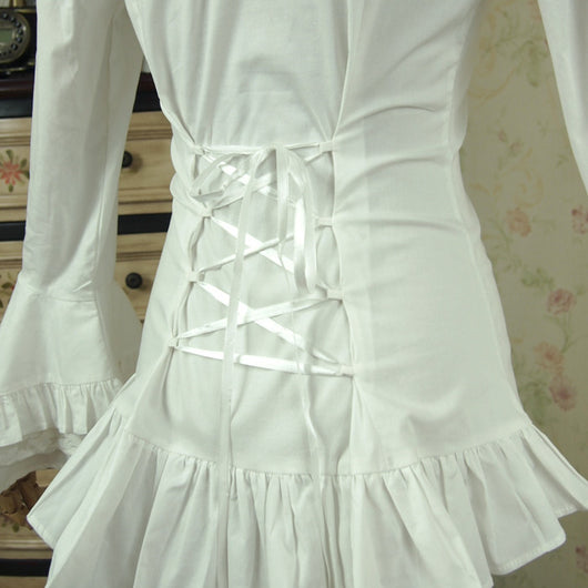 Blusa de Algodón Mercerizado con Mangas Acampanadas y Encaje - Image 5