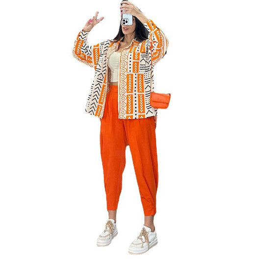 Conjunto de Dos Piezas: Blusa Holgada de Manga Larga y Pantalón Harem Anudado - Image 4