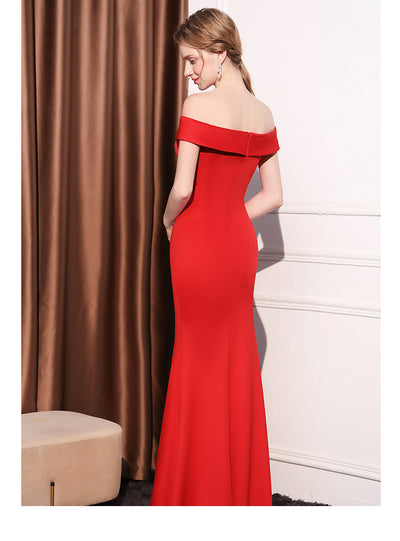 Vestido Largo Elegante Hombros Descubiertos con Cola de Pez - Image 20