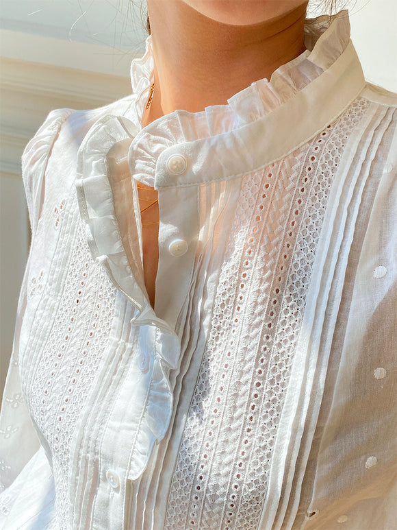 Blusa Francesa Clásica de Diseño para Mujer - Color Sólido