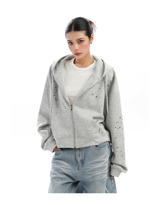 Cardigan con Capucha y Strass para Mujer - Sudadera Brillante con Cierre - Image 24