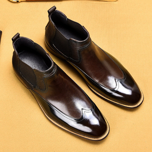 Botas de Cuero Genuino con Punta Inglesa para Hombre - Calzado Formal Ejecutivo Marrón - Image 4