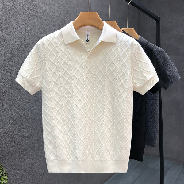 Camisa Texturizada Slim Fit con Cuello V para Hombre - Elegancia Empresarial