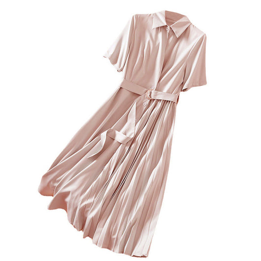 Vestido Camisero con Pliegues Irregulares y Cuello Clásico - Image 3