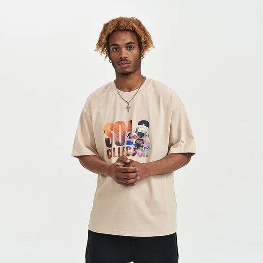 Camiseta Suelta Estampado Astronauta Manga Corta para Hombre - Image 2