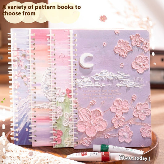 Cuaderno de Espiral A5 con Diseño Paisaje Óleo - Libreta de Notas Gruesa con Líneas