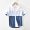 Camisa de Lino Patchwork Manga Corta para Hombre