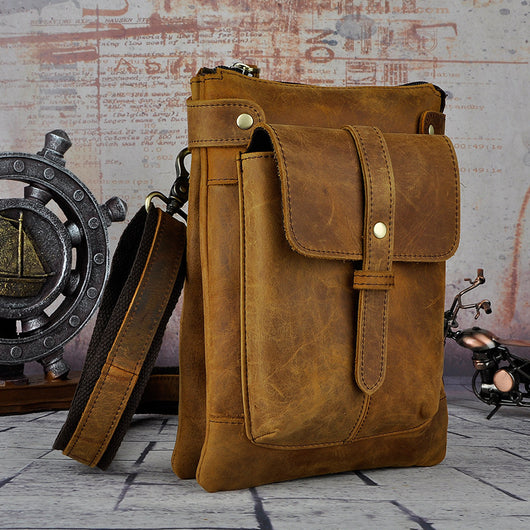 Bolsa Bandolera de Cuero para Hombre - Mochila Compacta con Soporte para Cámara - Image 7