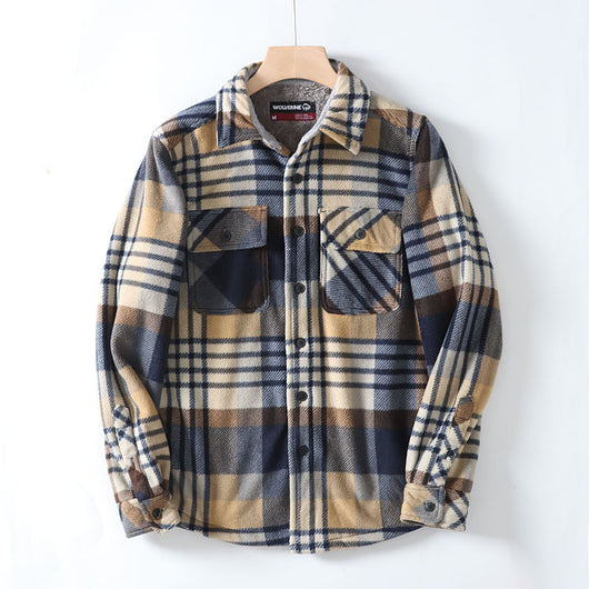 Camisa de Franela a Cuadros Cálida y Cómoda con Solapa - Image 19