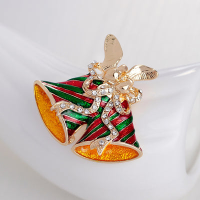Broche Navideño Campana Oro con Diamantes Completos - Image 9