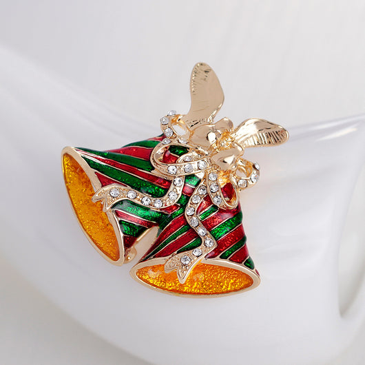 Broche Navideño Campana Oro con Diamantes Completos - Image 9