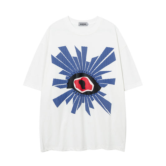 Playera Estampada con Diseño de Ojos Divertidos para Hombre - Corte Holgado - Image 2