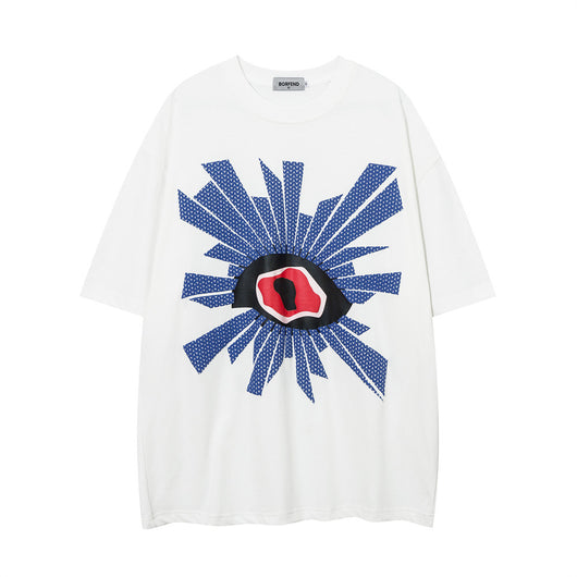 Playera Estampada con Diseño de Ojos Divertidos para Hombre - Corte Holgado - Image 2